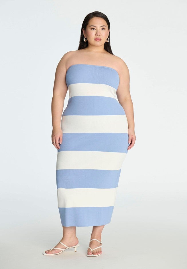 Striped Dress Likely Abbott Dress Women's Knit Tube Dress Snug Fit, Harbor Stripe ELOQUII Striped Dress Likely Abbott Dress Women's Knit Tube Dress Snug Fit, Harbor Stripe ELOQUII