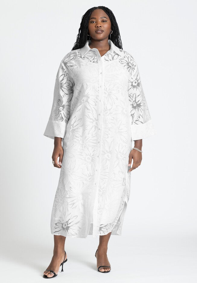 Floral Oversized Shirt Dress, PEARL, on-hover image number null
