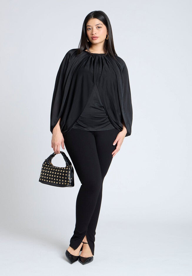 Draped Front Cape Top, BLACK ONYX, alternate image number null