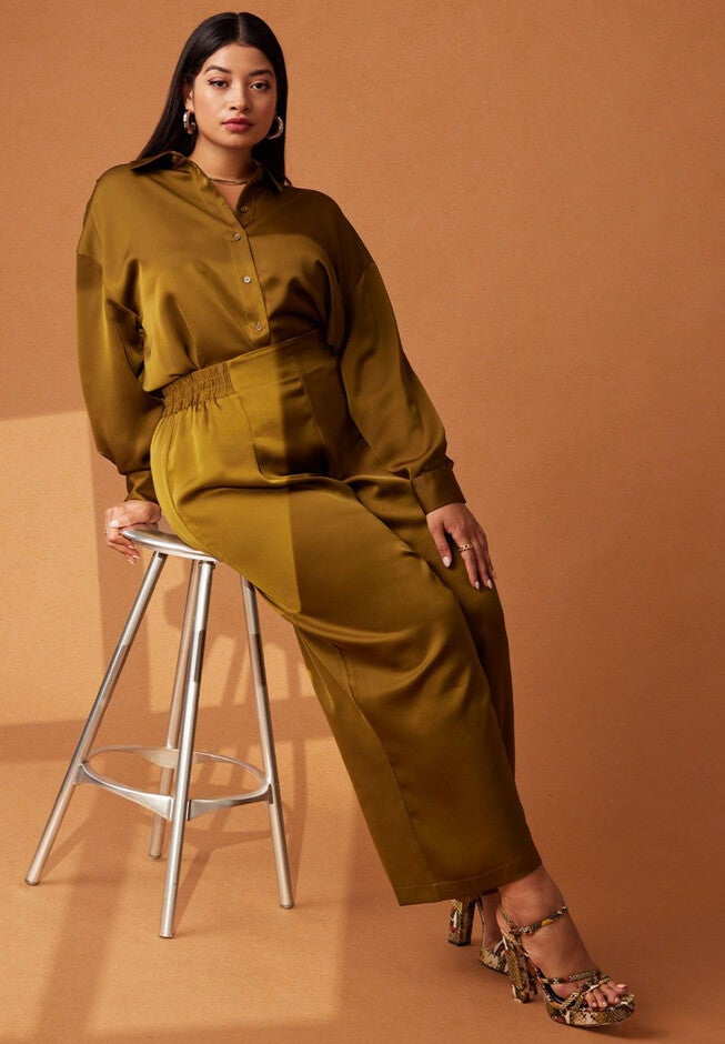 Wide Leg Satin Pant, , alternate image number null