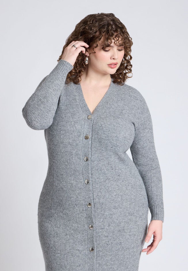 Sweater Dress With Buttons, GREY, alternate image number null