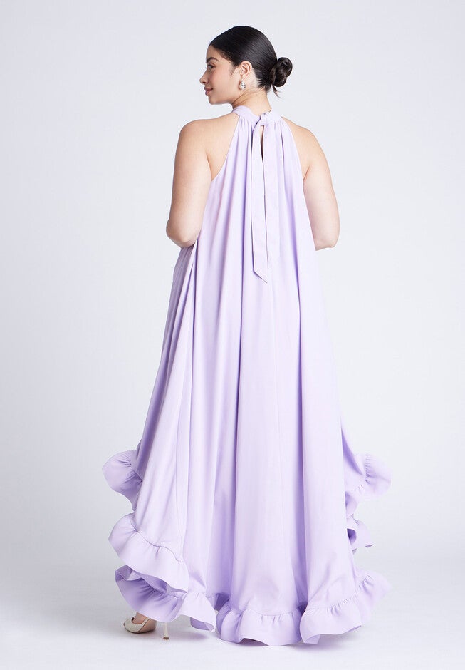 High Low Dramatic Ruffle Detail Dress, LILAC BREEZE, alternate image number null