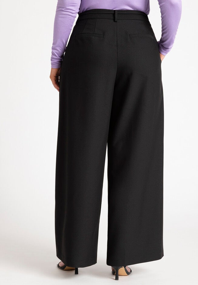 Pleat Detail Trouser With Long Belt, BLACK ONYX, alternate image number null