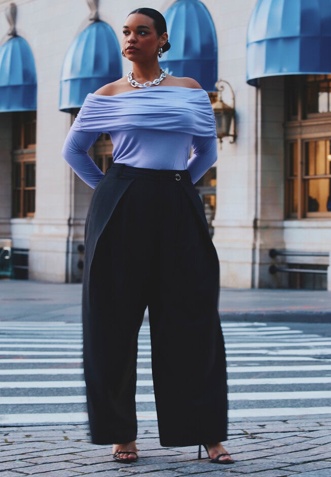 Pleat Detail Trouser With Long Belt, BLACK ONYX, alternate image number null