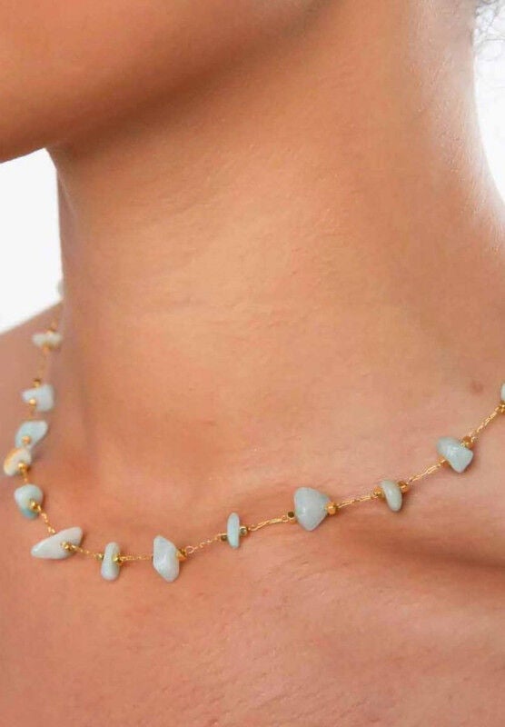 Indie Aqua Necklace, GOLD, hi-res image number 0