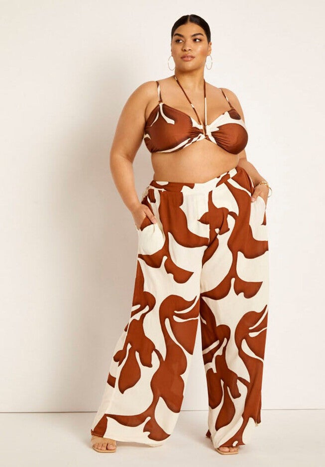 Gabi Fresh Swim x ELOQUII Wide Leg Coverup Pant, , on-hover image number null