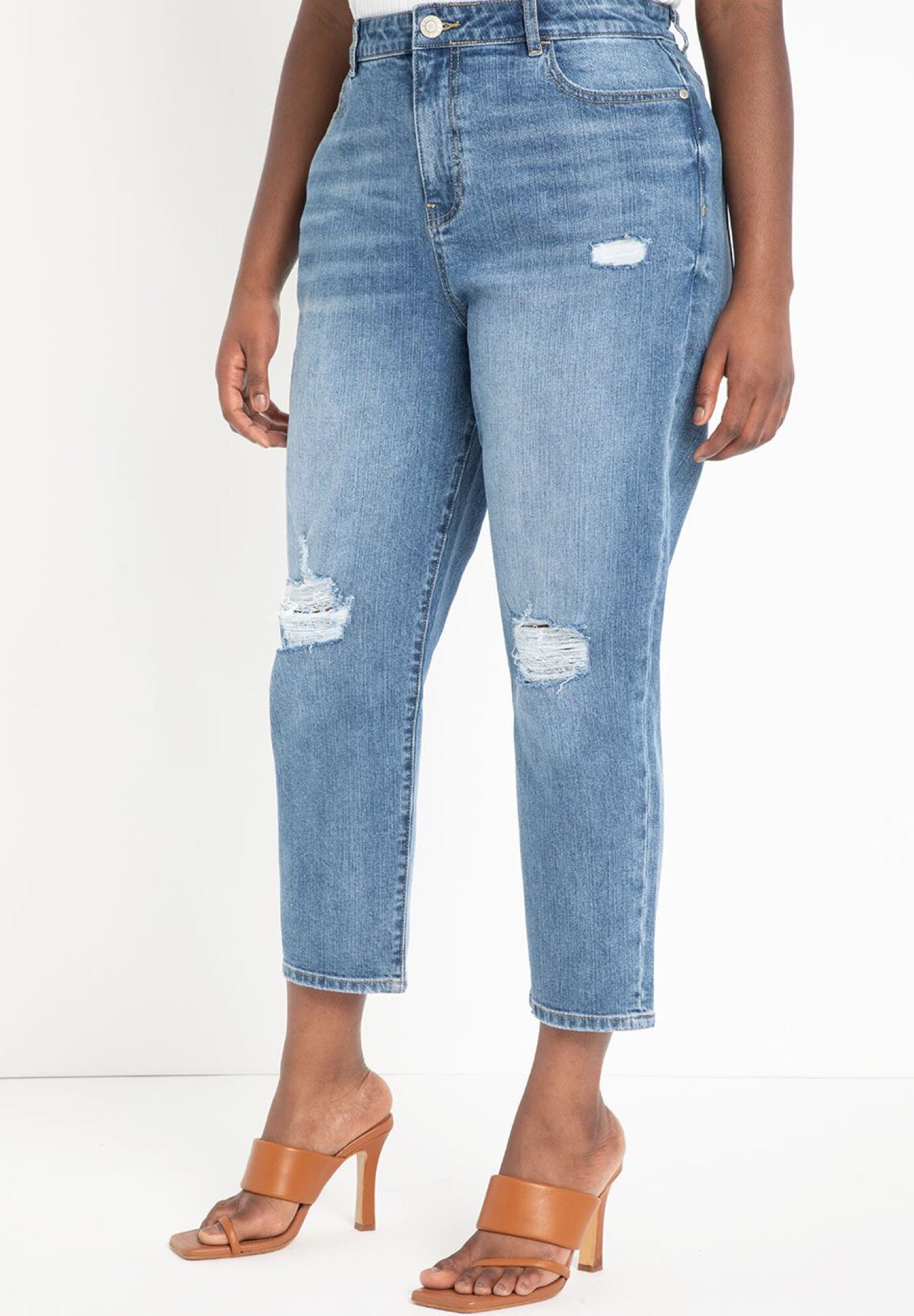 Stretch denim mom jeans store