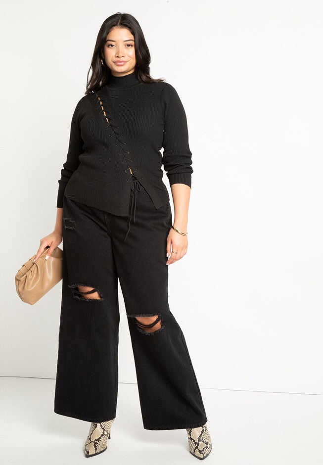 Wide Leg Distressed Jean, , alternate image number null