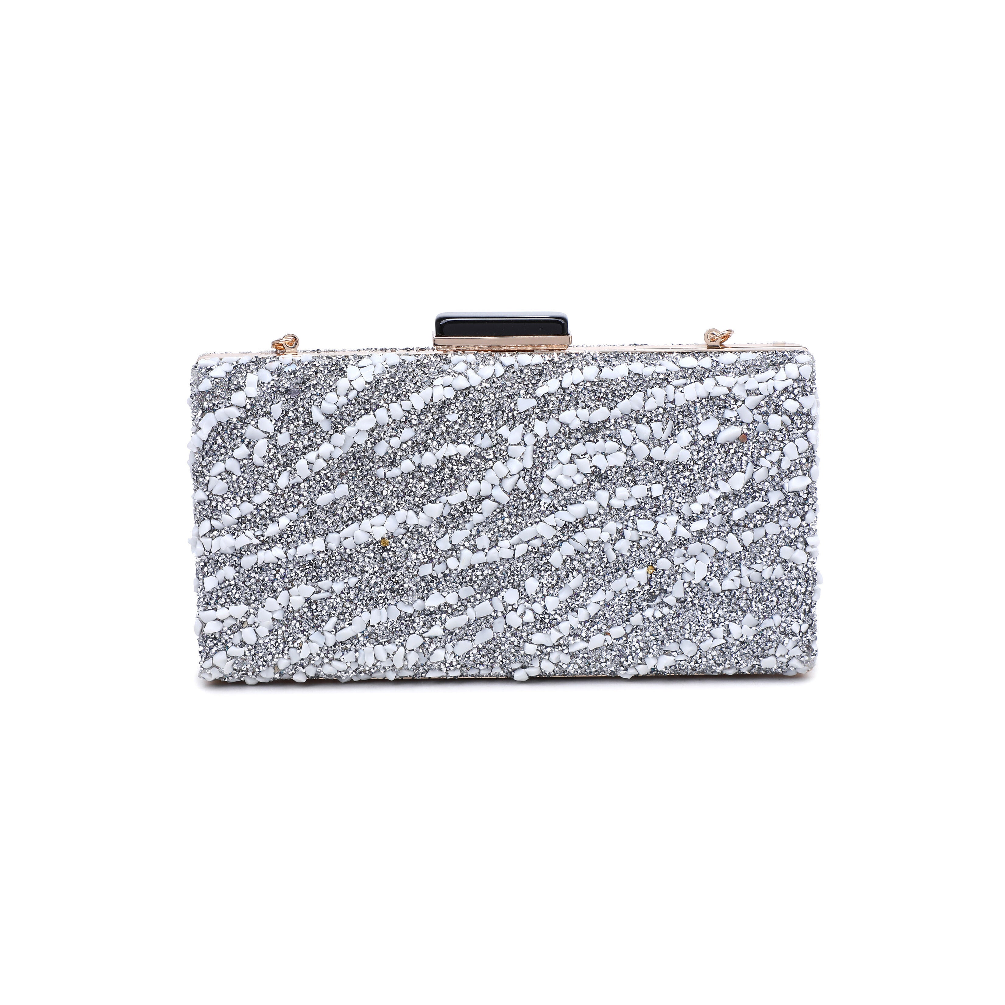 Eliza Rhinestone Evening Bag, SILVER, alternate image number 2