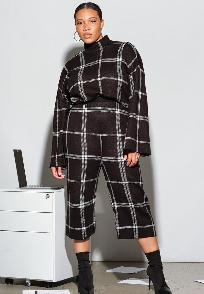 Cropped Wide Leg Sweater Pant, , alternate image number null