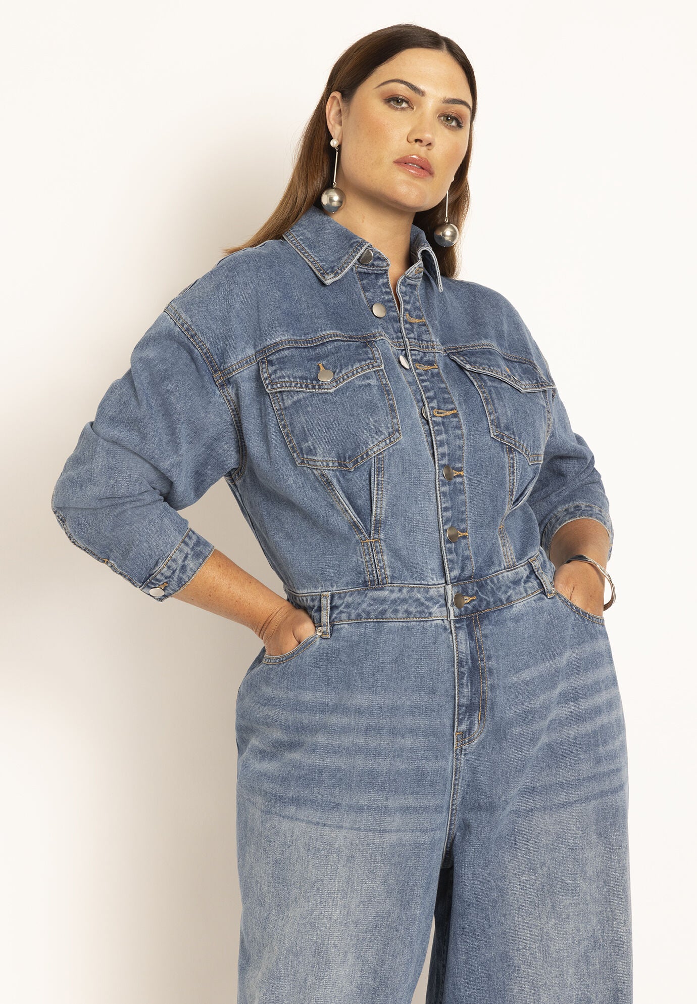 Eloquii Women s Plus Size Denim Jumpsuit Size 22 Blue