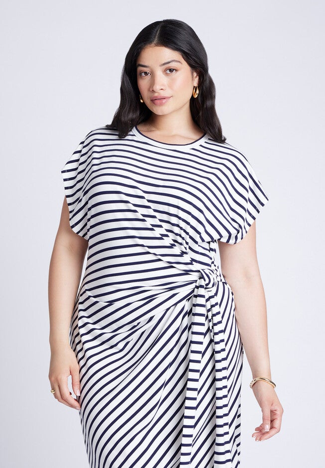 Easy Tee Dress, NAVY CREAM STRIPE, alternate image number null