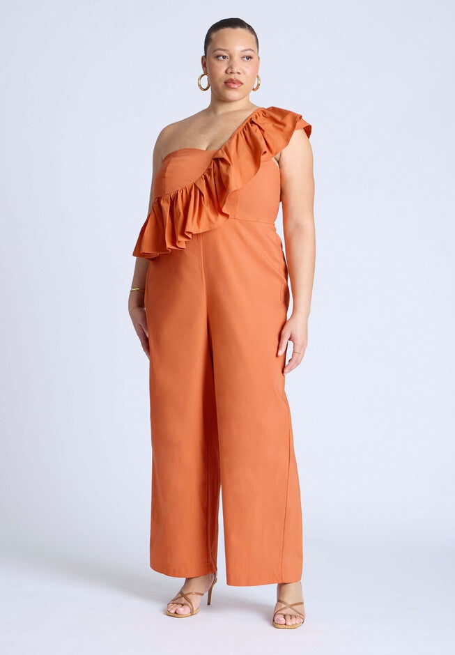 Ruffle Jumpsuit, HARVEST PUMPKIN, on-hover image number null
