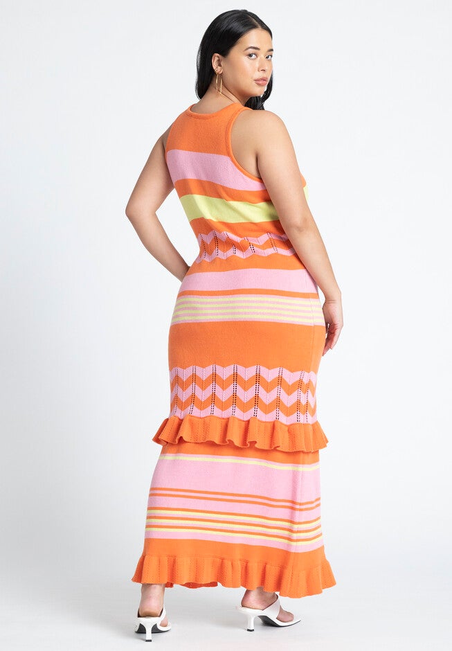 Striped Tank Sweater Dress With Ruffles, SORBET STRIPE, on-hover image number null