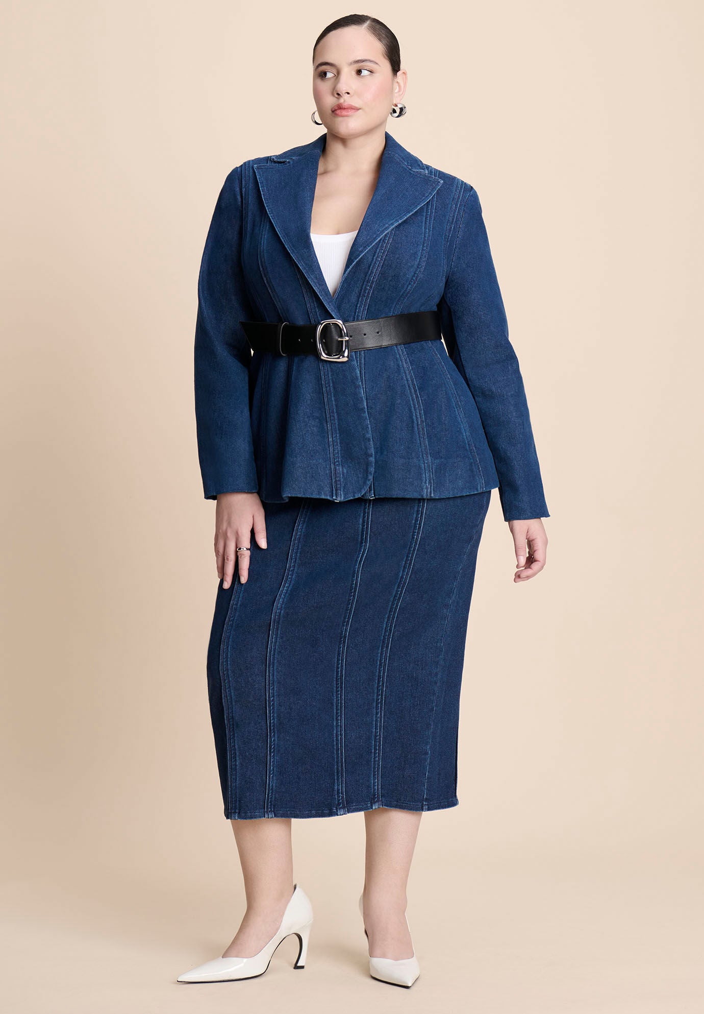 Wide Molten Buckle Belt, BLACK, alternate image number 2