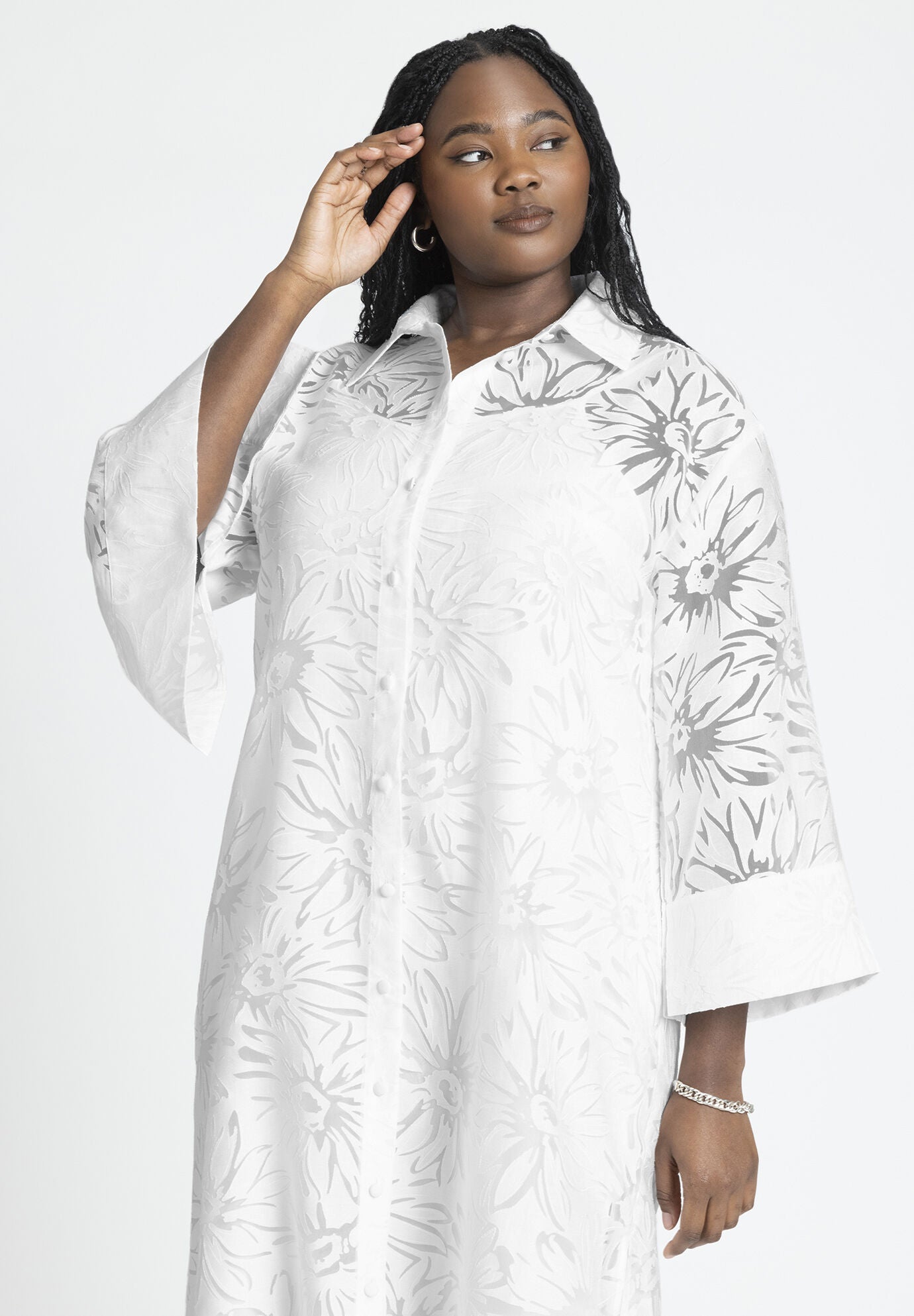 Relaxed Fit Floral Shirt Dress Midi Style 4489935 Eloquii