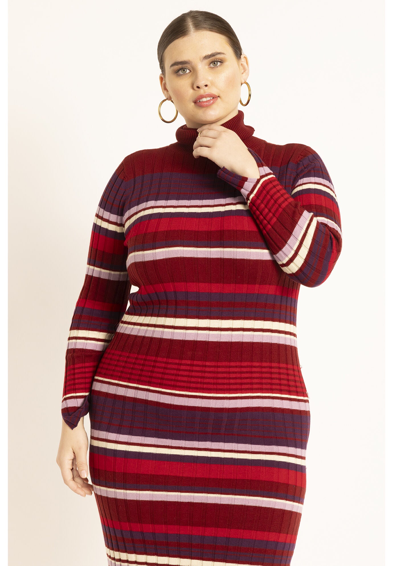 Striped Sweater Dress Turtleneck Midi 4472967 Eloquii