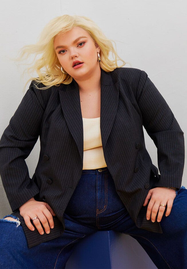 Menswear Pinstripe Blazer, , alternate image number null