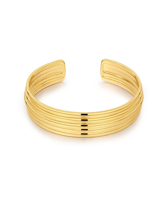 The Ridged Positano Cuff- Gold, GOLD, hi-res image number null