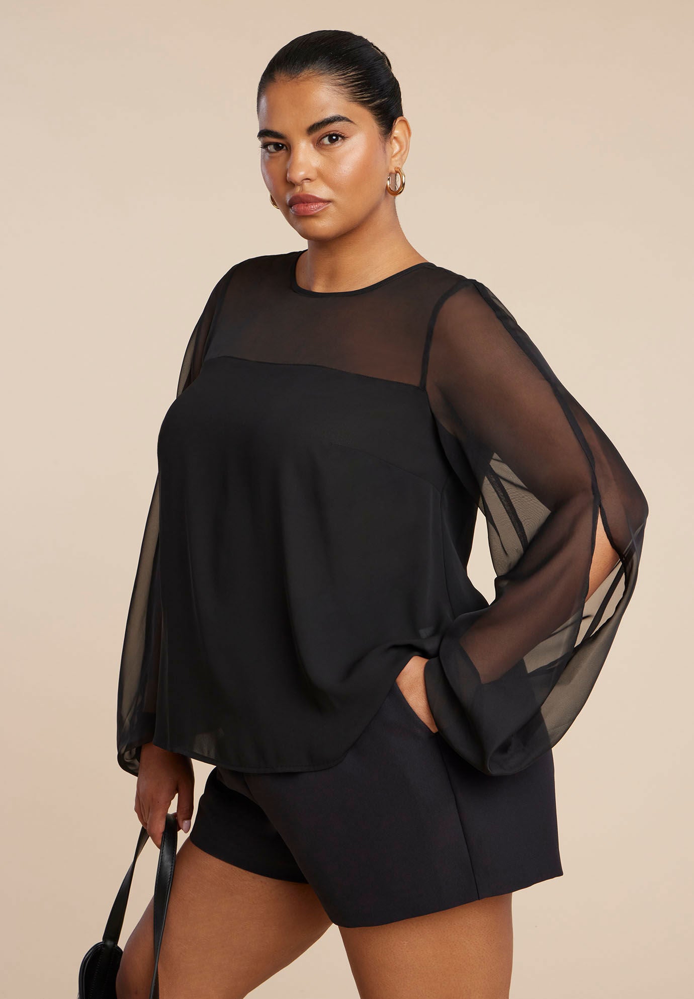 Notch Collar Blouse - Easy Fit, Button Front, Soft White