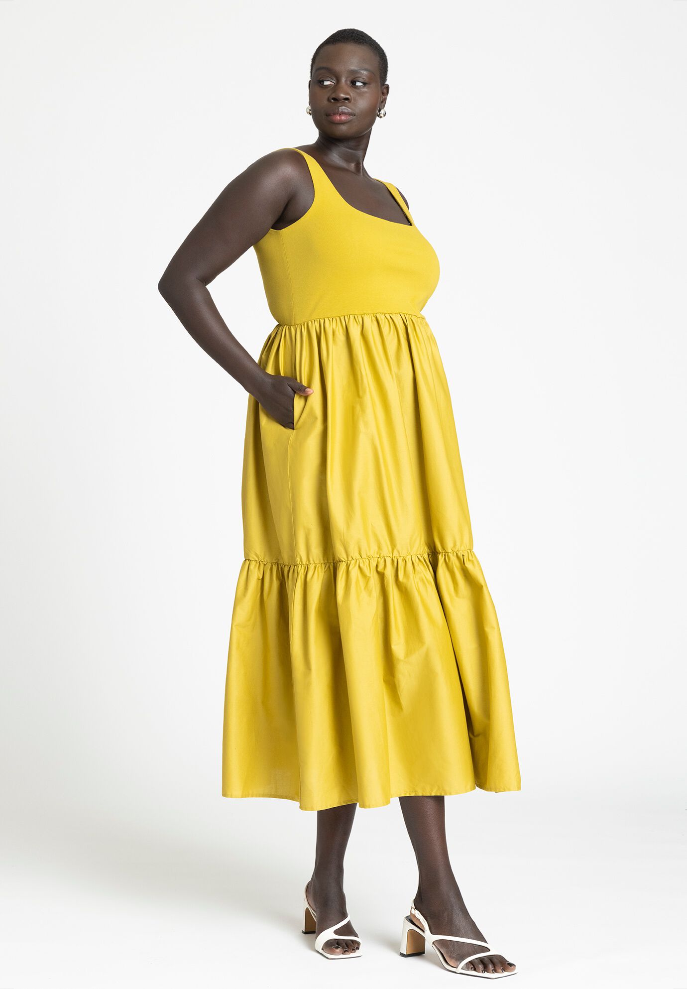 Mixed Fabric Tank Dress Eloquii