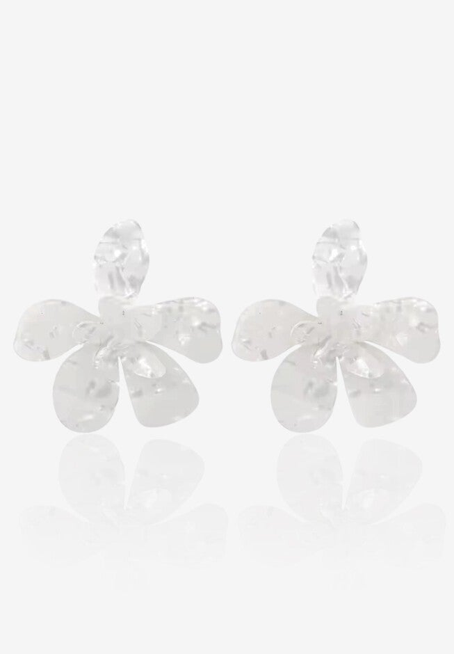 Magnolia Acrylic Earrings, WHITE, hi-res image number 0