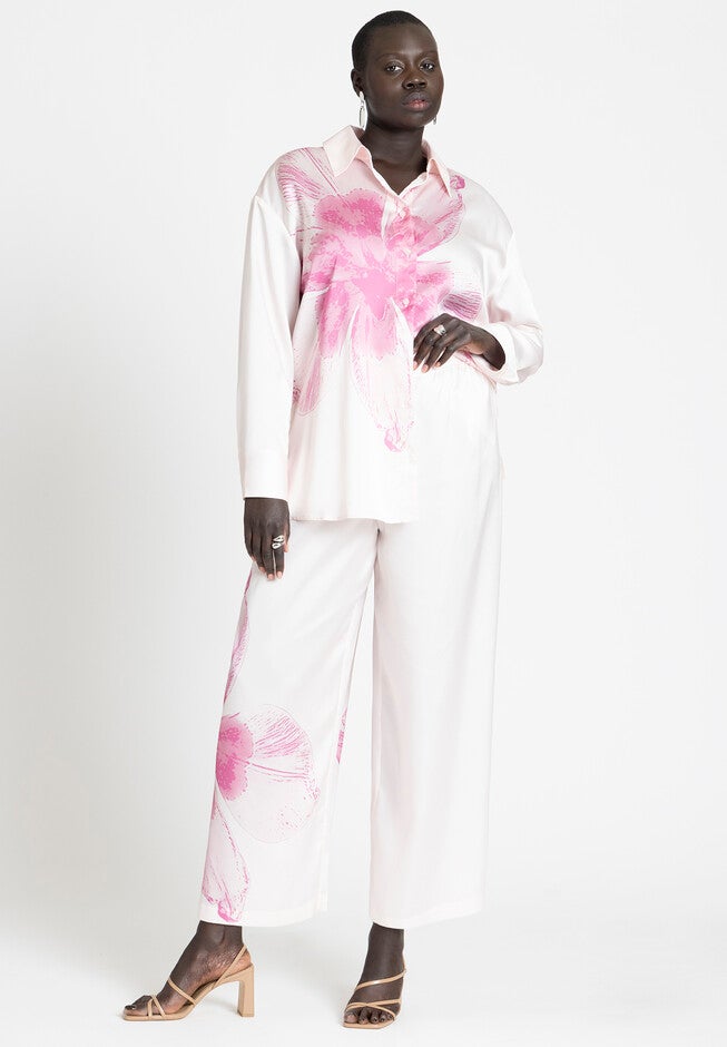Pull On Printed Wide Leg Pant, FLORAL PHOTO, hi-res image number null