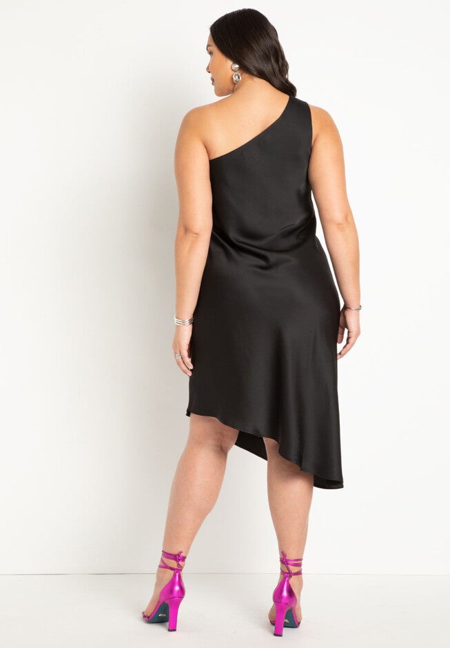 One Shoulder Bias Cut Dress, , alternate image number null