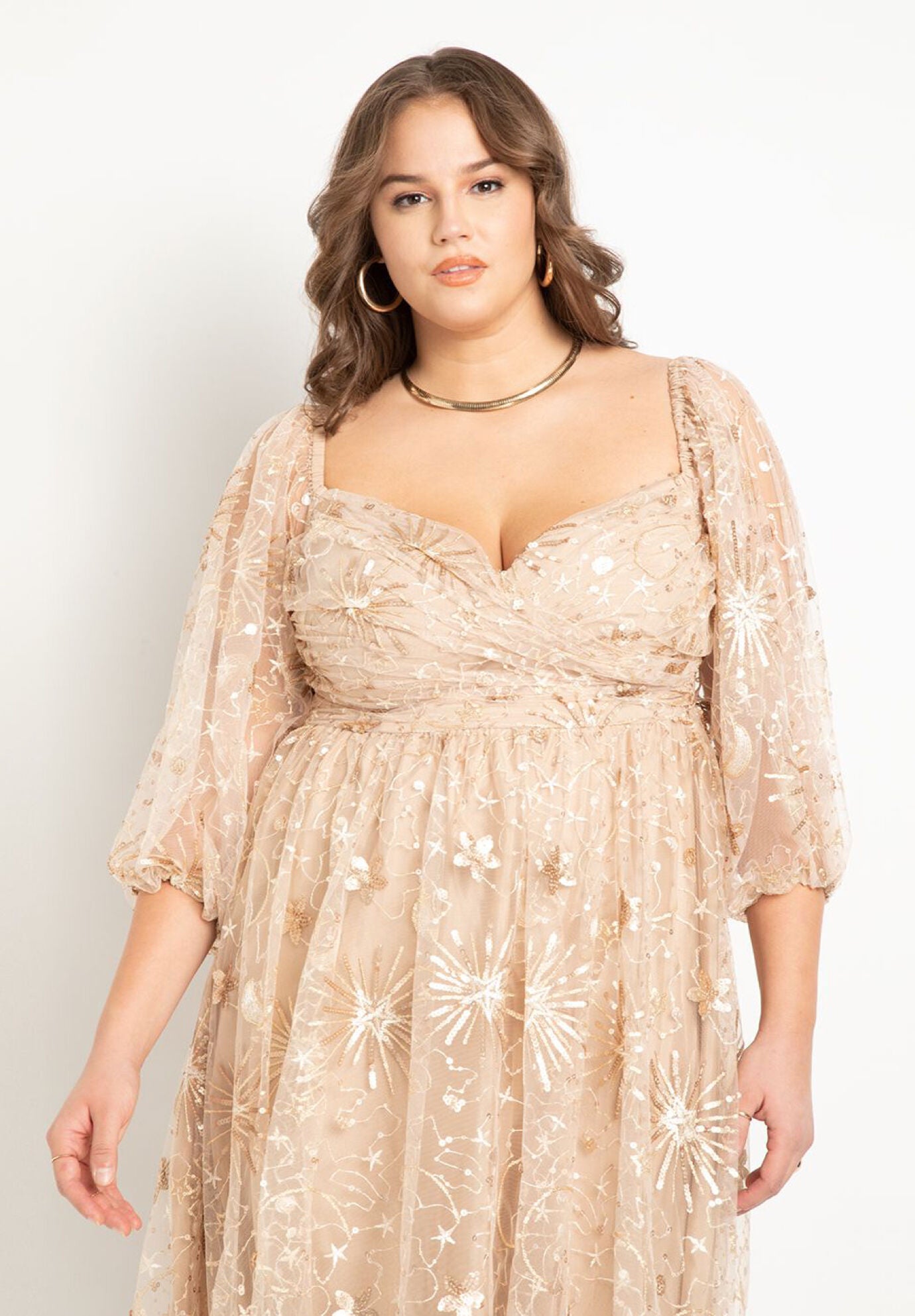 Ruched Bodice Novelty Sequin Dress Eloquii