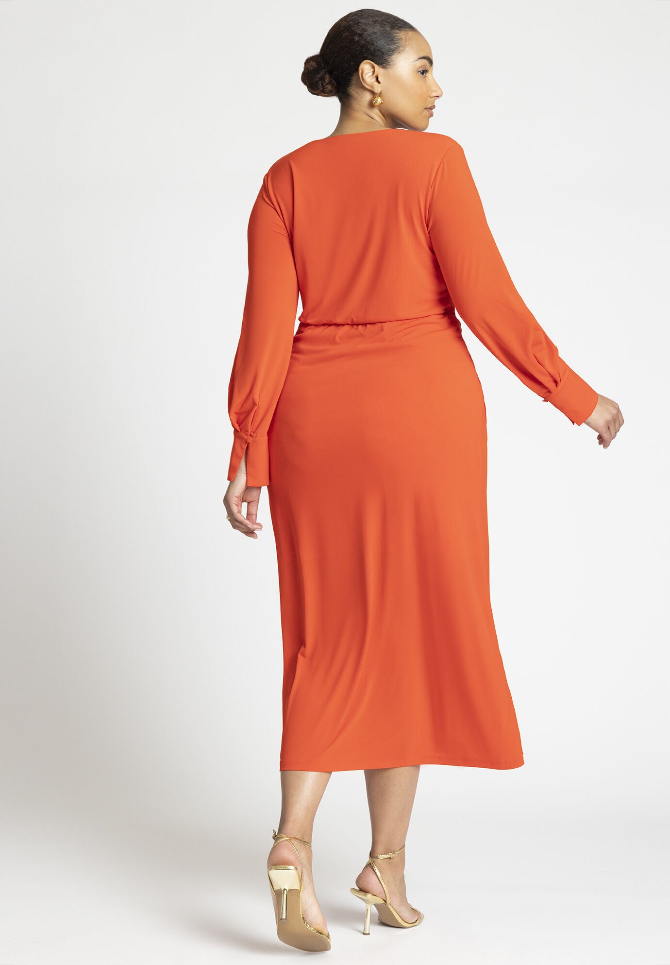Knot Detail Midi Wrap Dress with Split Hem - Effortless Elegance