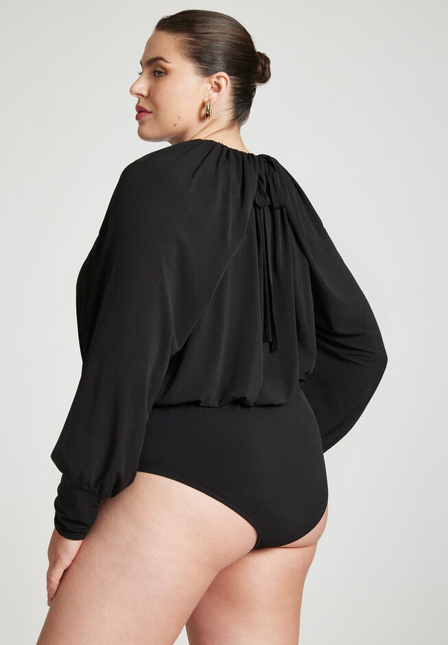 Draped Neckline Bodysuit, , on-hover image number null