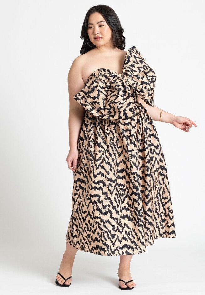 Bow Bodice Flare Dress, ABSTRACT SAFARI, hi-res image number null