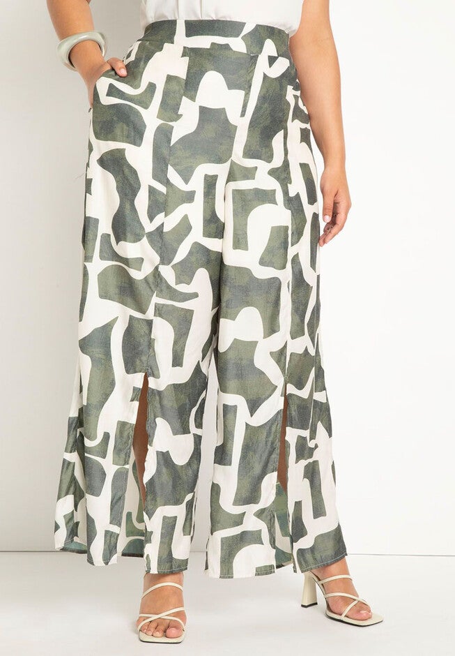 Pull On Wide Leg Pant with Slit Hem, , on-hover image number null