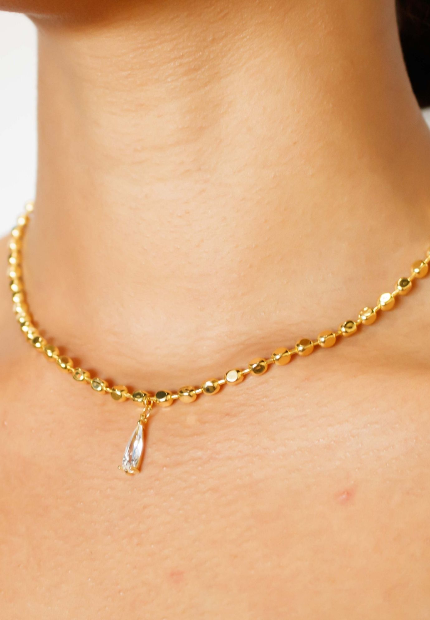 CZ Drop Necklace, GOLD, on-hover image number 1