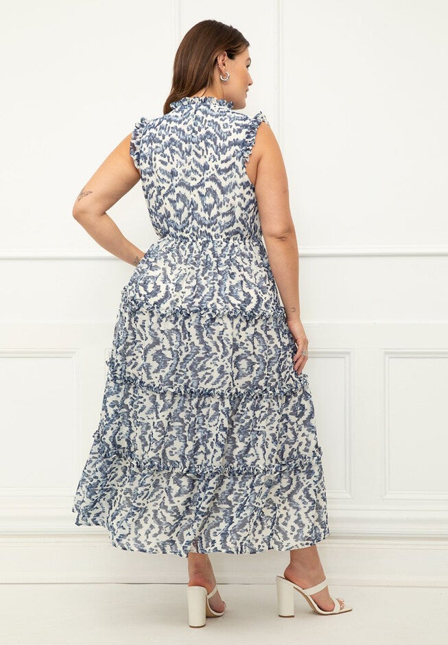 ELOQUII Elements Sleeveless Ruffle Trimmed Dress, , alternate image number null