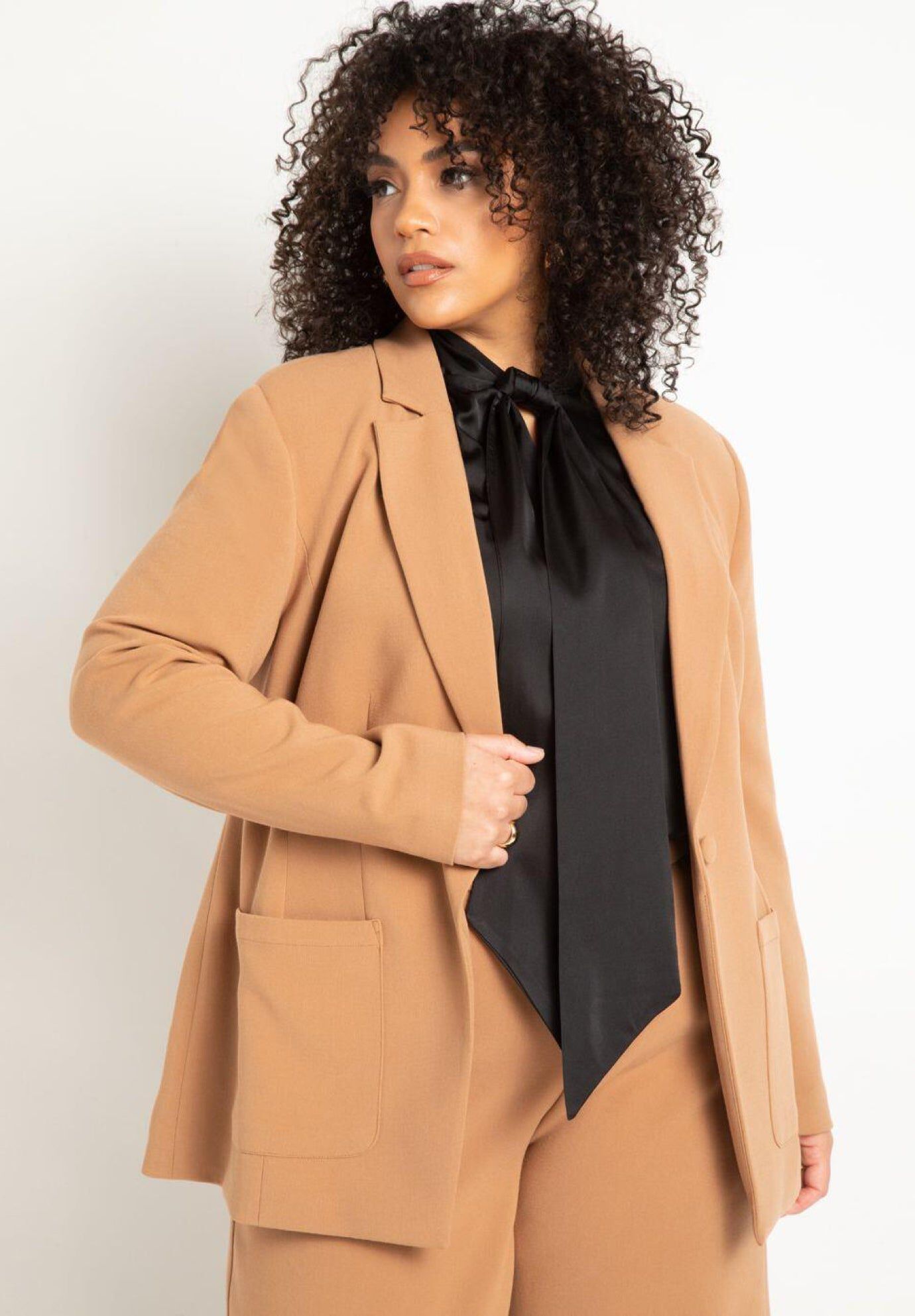 Tailored 365 Suit Blazer for Effortless Elegance, Biscuit | ELOQUII