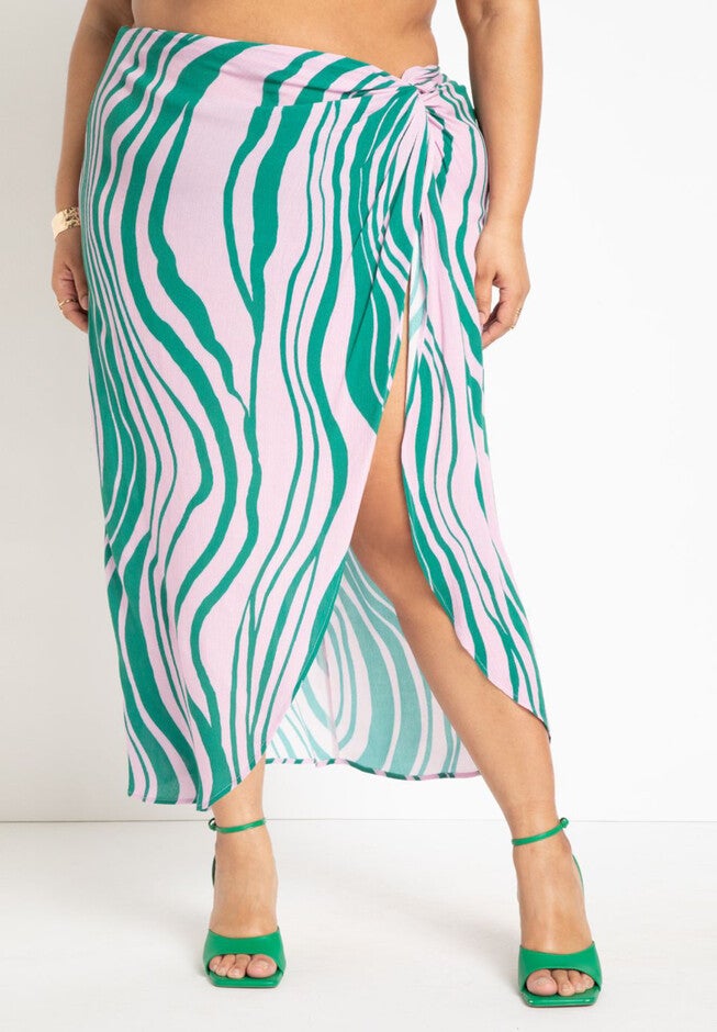 Gabi Fresh Swim x ELOQUII Twist Front Coverup Skirt, , on-hover image number null