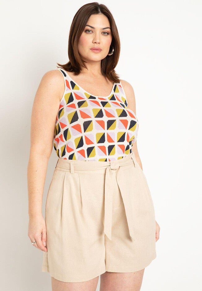 Intarsia Knitted Tank, COLORFUL CHECKERS, hi-res image number null