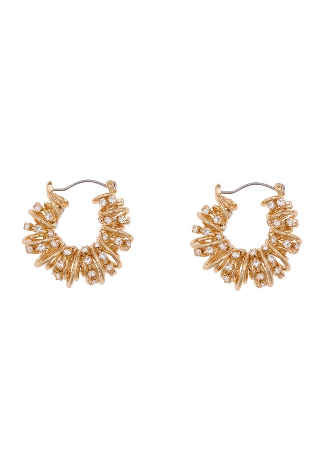 Twisted Gem Hoop Earrings, GOLD, hi-res image number 0