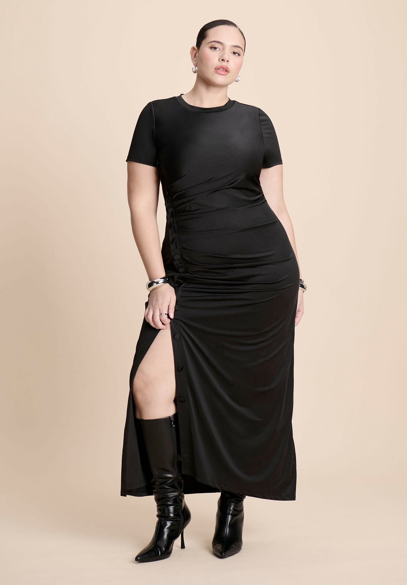 eloquii leather dress Faux Leather Tie Detail Dress
