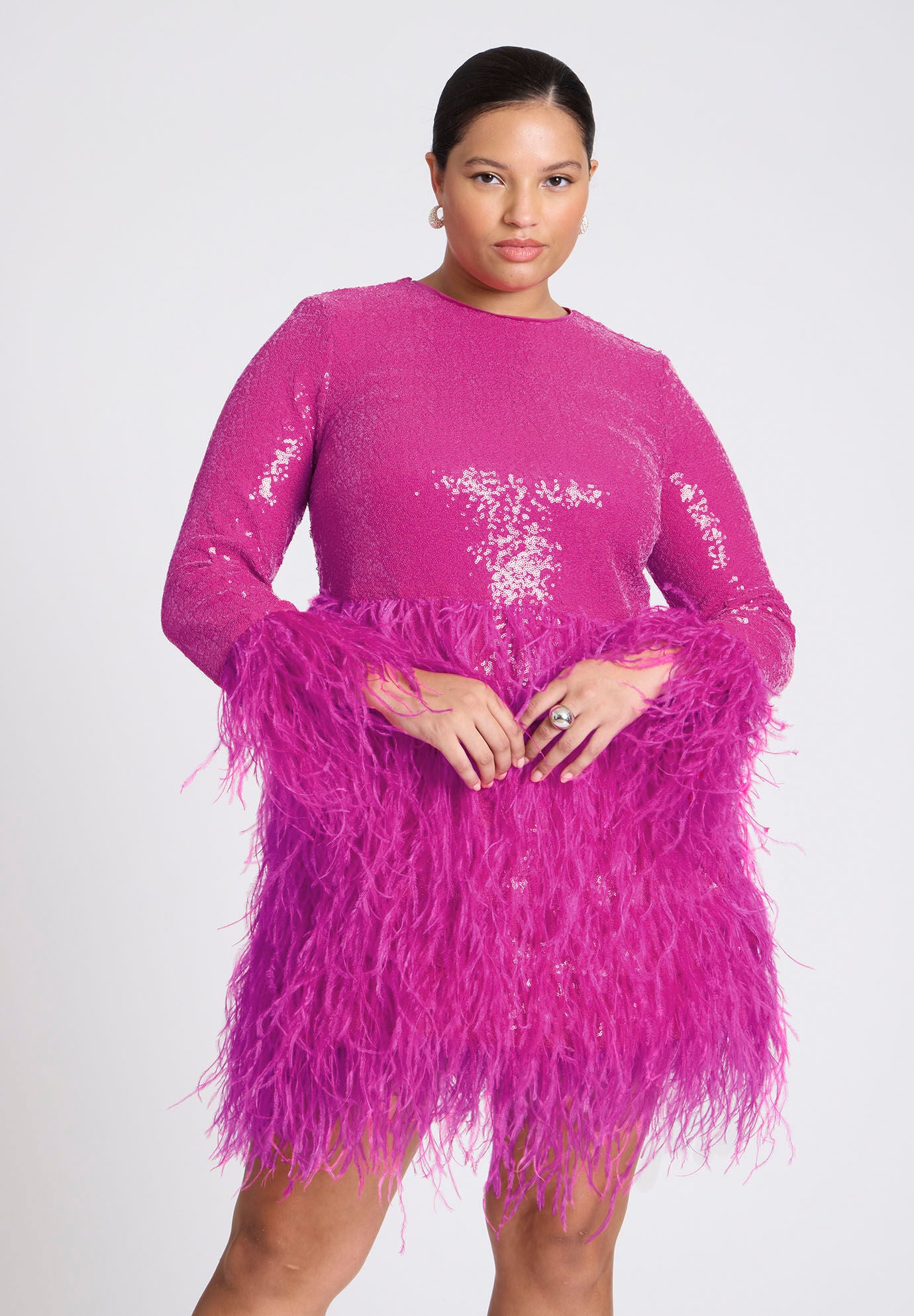 ELOQUII x kate spade new york Sequin And Feather Mini Dress Eloquii