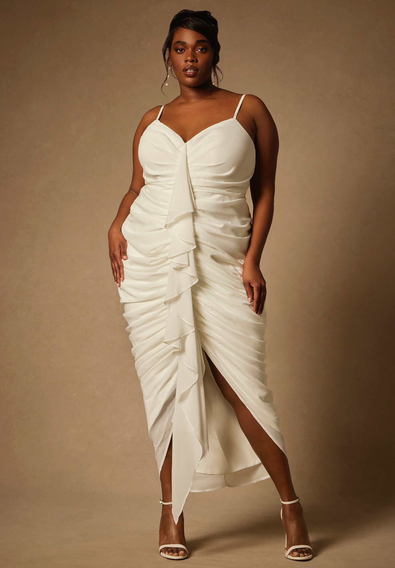 Draped Sweetheart Wedding Dress With Pearls by Eloquii