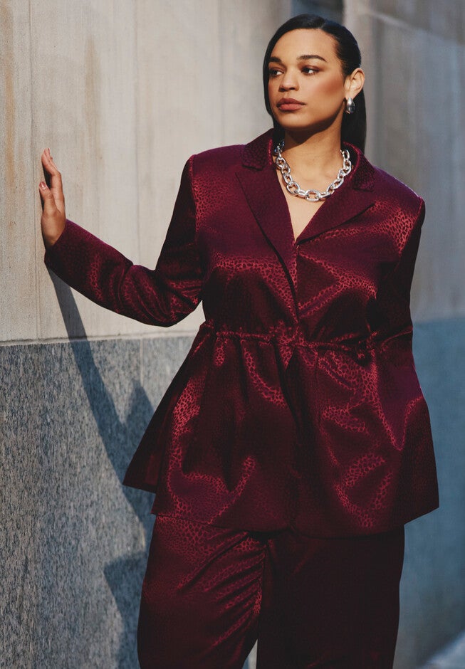 Blazer With Long Ties, DARK GRAPE, alternate image number null