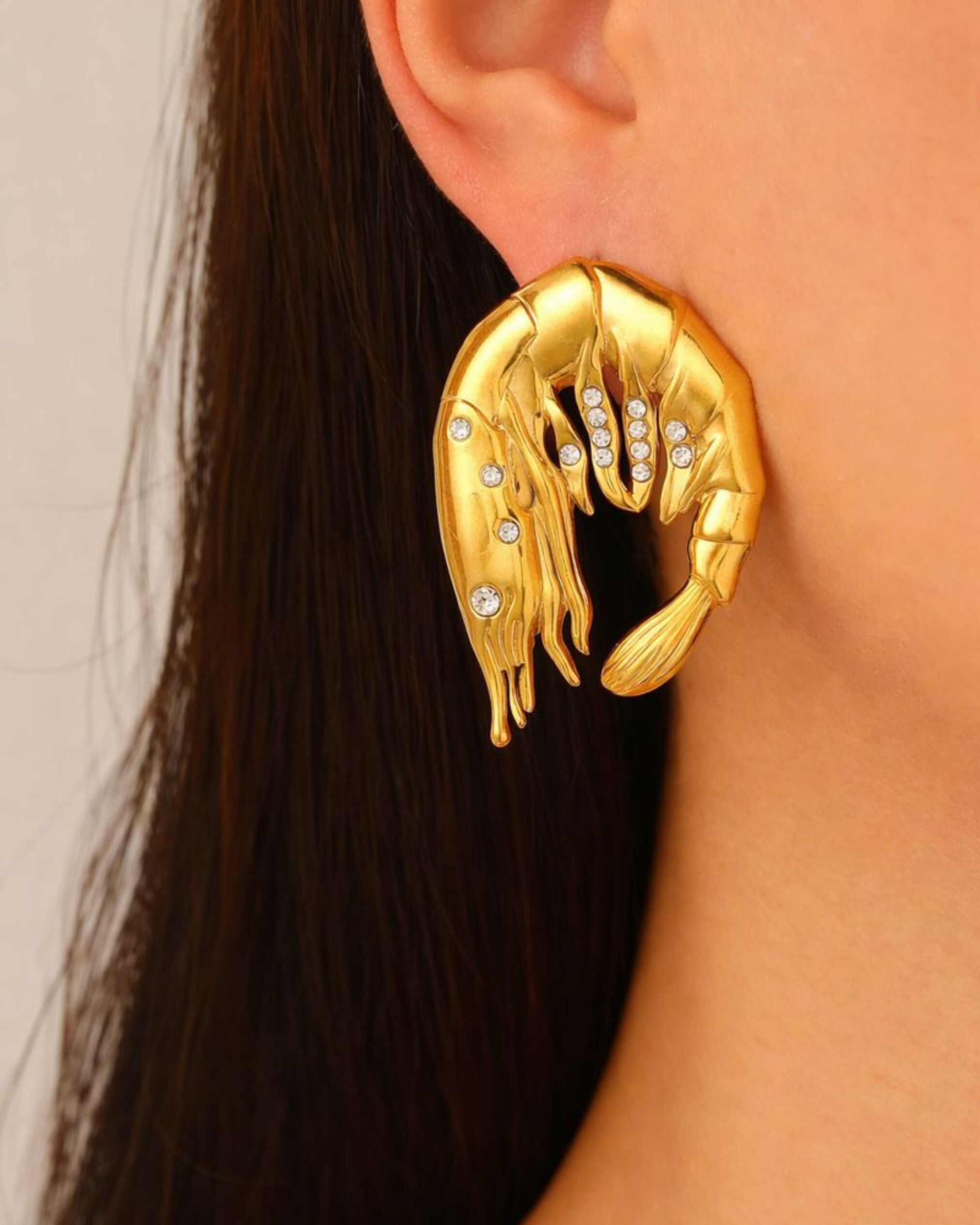 Gilda Prawn Earrings, GOLD, hi-res image number 0