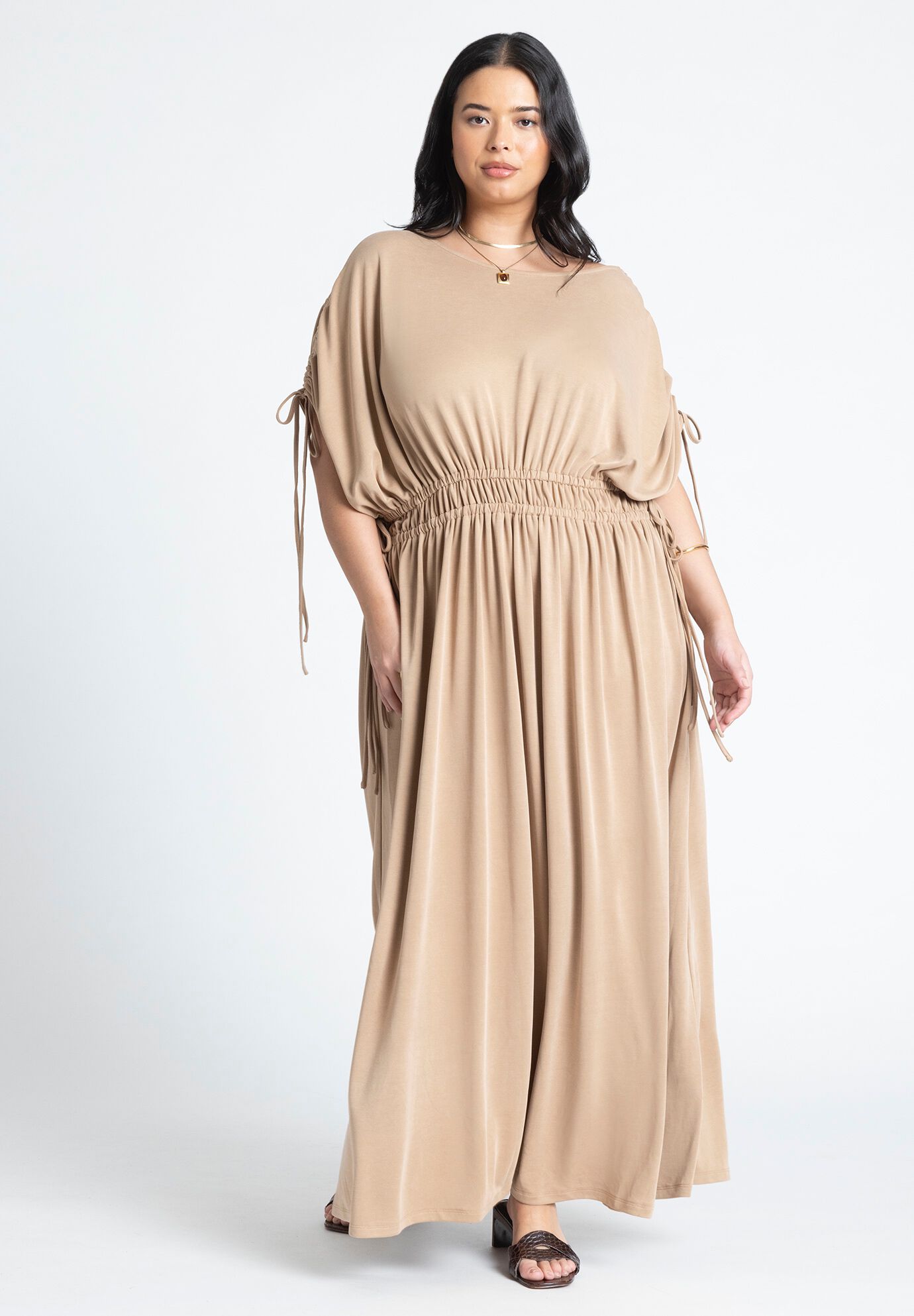 Maxi Dress with Dolman Sleeves Stretch Knit Orange Crush Eloquii