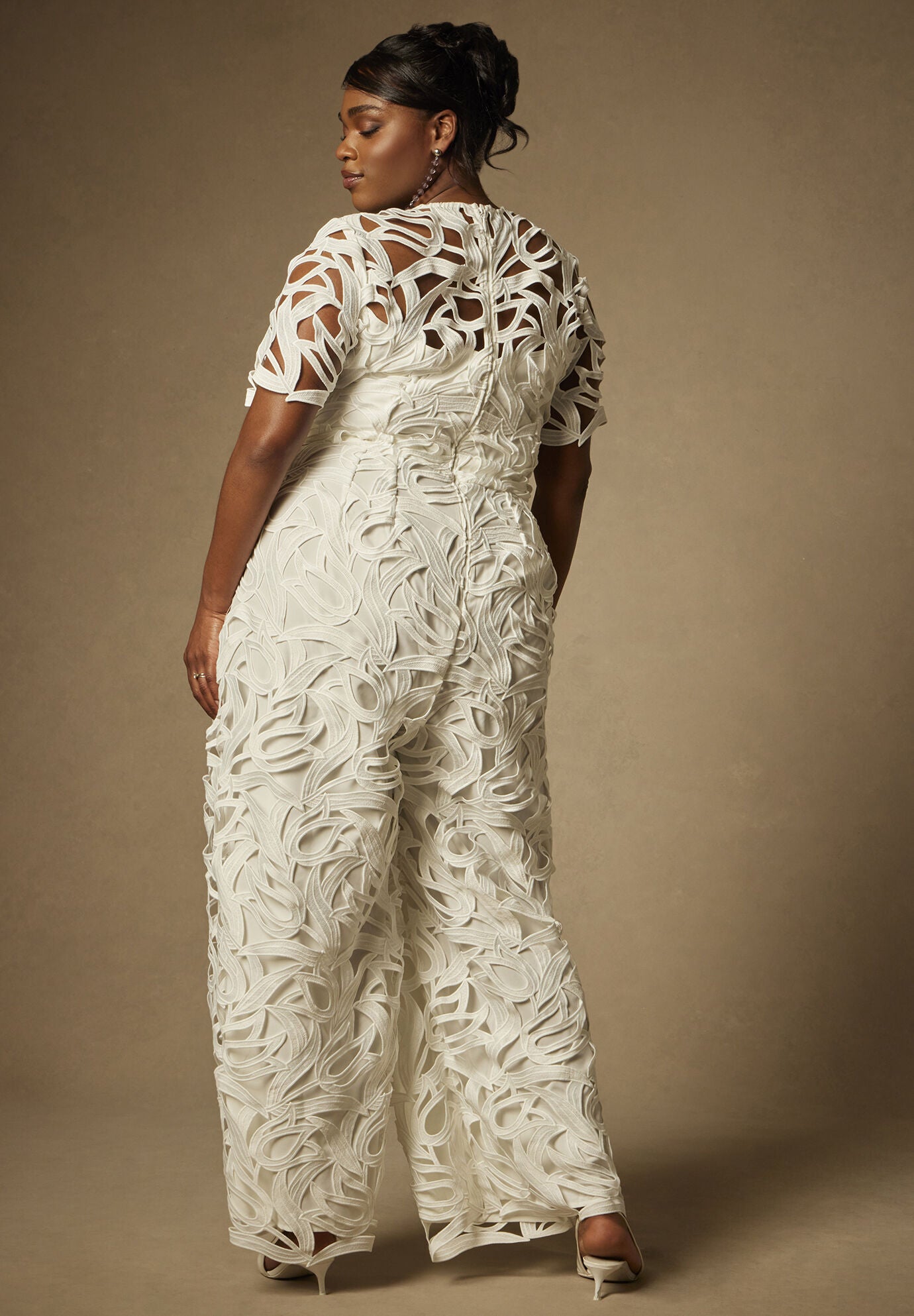 Plus Size Women s Bridal by Eloquii Lace Jumpsuit in Pearl Size 14