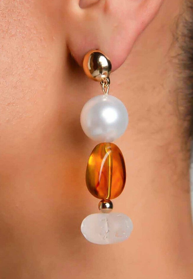 Novi Acrylic Earrings, GOLD, hi-res image number 0