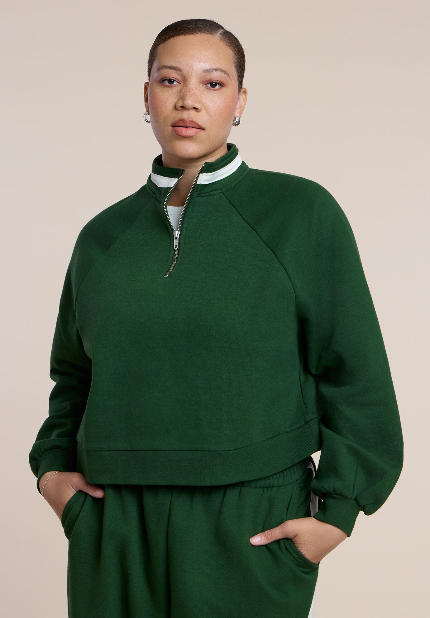 Stripe Detail Quarter Zip Sweatshirt