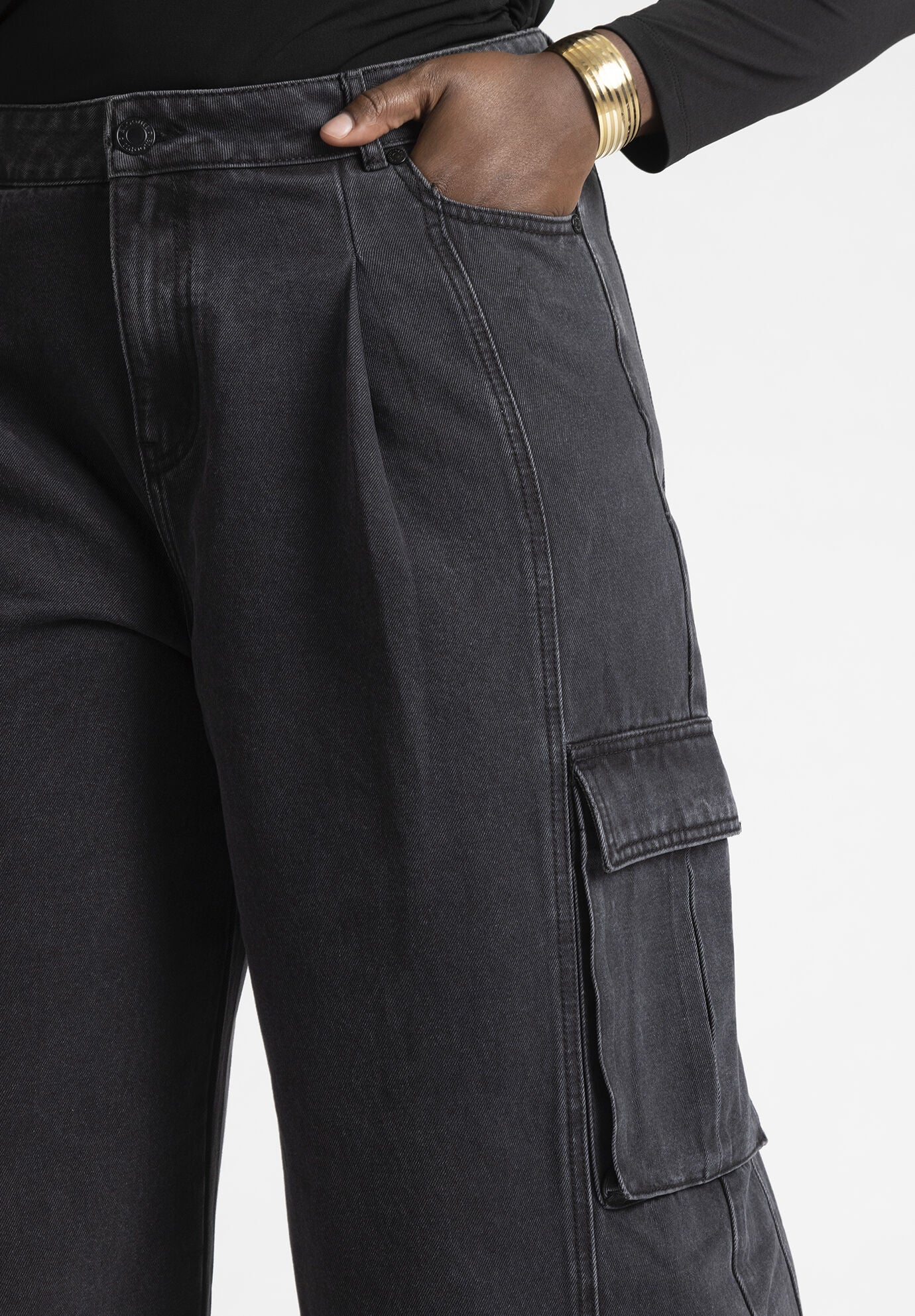 Wide Leg Cargo Jean, , alternate image number 2