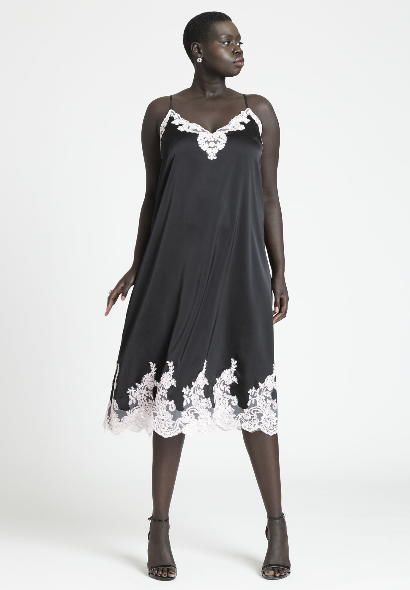 Women Lace Inset Slip Dress By ( Size 14 )
